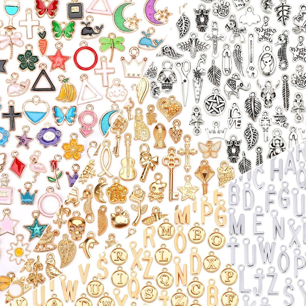 9637 400Pcs Charms for Jewelry Making, Assorted Enamel Charm Letter Charms